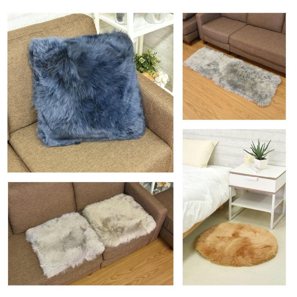 ムートンシートクッション 40×40cm 2枚セット サンドベージュ 長毛