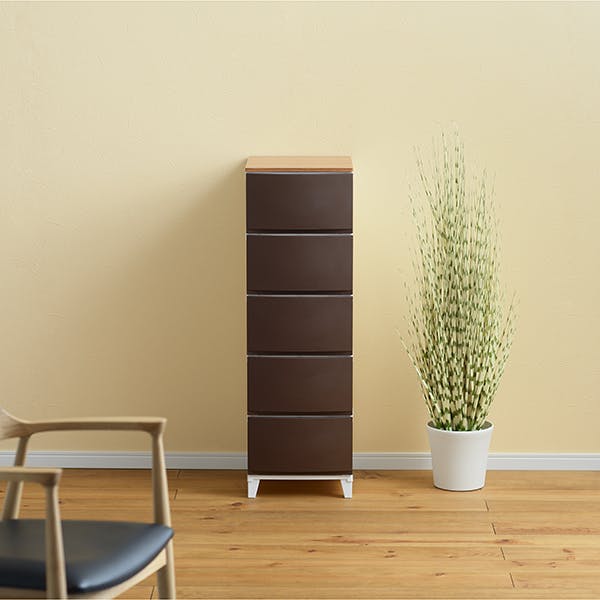 SANKA squ+ サンカ ルームス 木天板 収納 チェスト ブラウン スリム 5