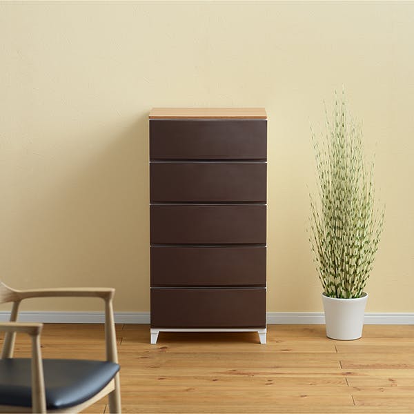 SANKA squ+ サンカ ルームス 木天板 収納 チェスト ブラウン ワイド 5