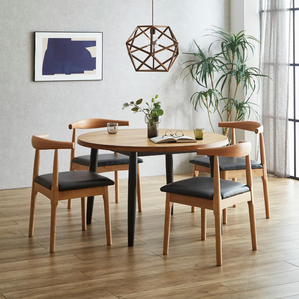 後藤家具 一枚板風オーク無垢材110円卓ダイニングテーブル！ 110オーク