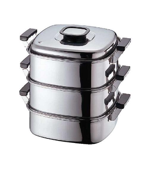 角型 ステンレス 3段 蒸し器 22cm 電磁調理器（IH）対応 日本製