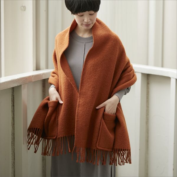 LAPUAN KANKURIT ラプアンカンクリ ポケットショール オレンジ UNI