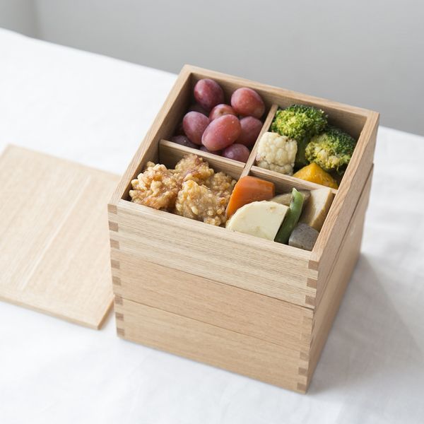 松屋漆器店/ナチュラル 5寸 三段重 -盛り付けしやすく水気が染みにくい