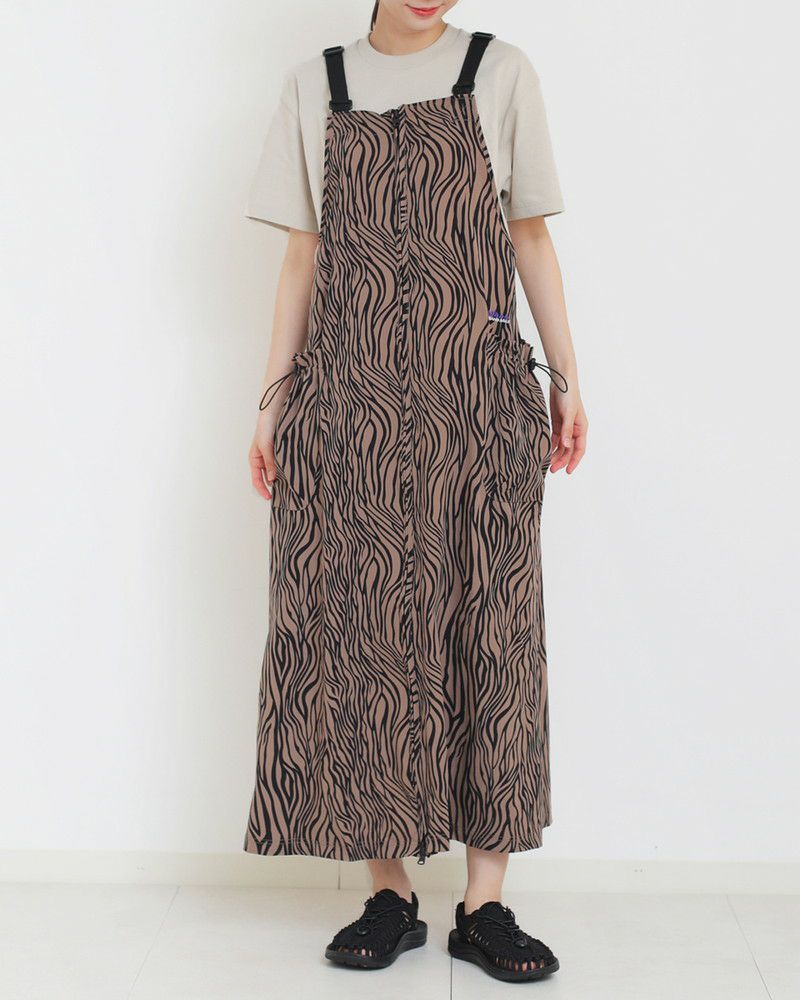 THOUSAND MILE］フロントジップサロペットワンピース ゼブラ