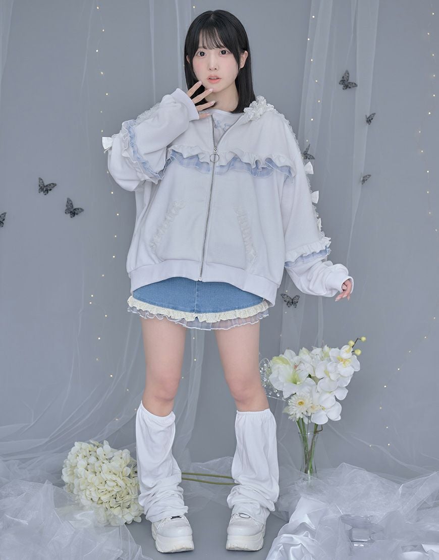 ililil【イルイルイル】生クリームフリルのバブみ全開パーカー/全2色