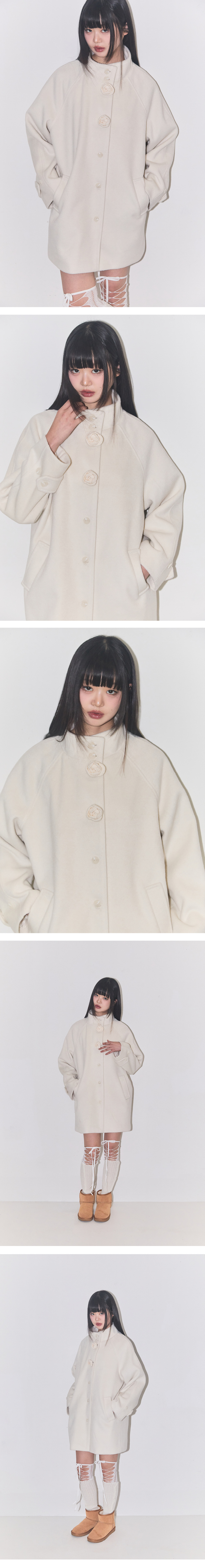 MUSINSA公式 | ILLIGO フレールハーフコートアイボリー