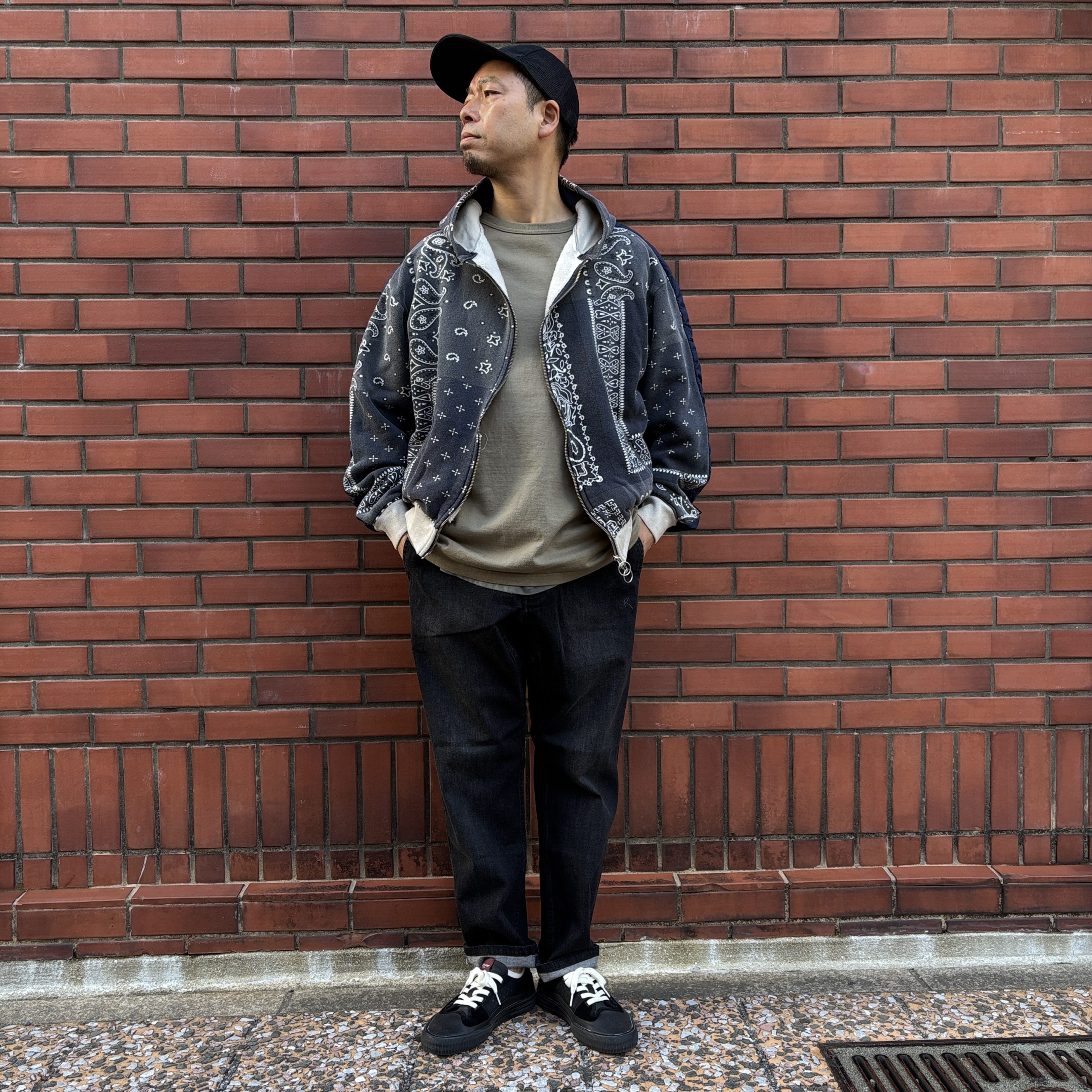 KAPITAL 裏毛 バンダナ柄 ビバークフードブルゾン | INDIGO BLUE