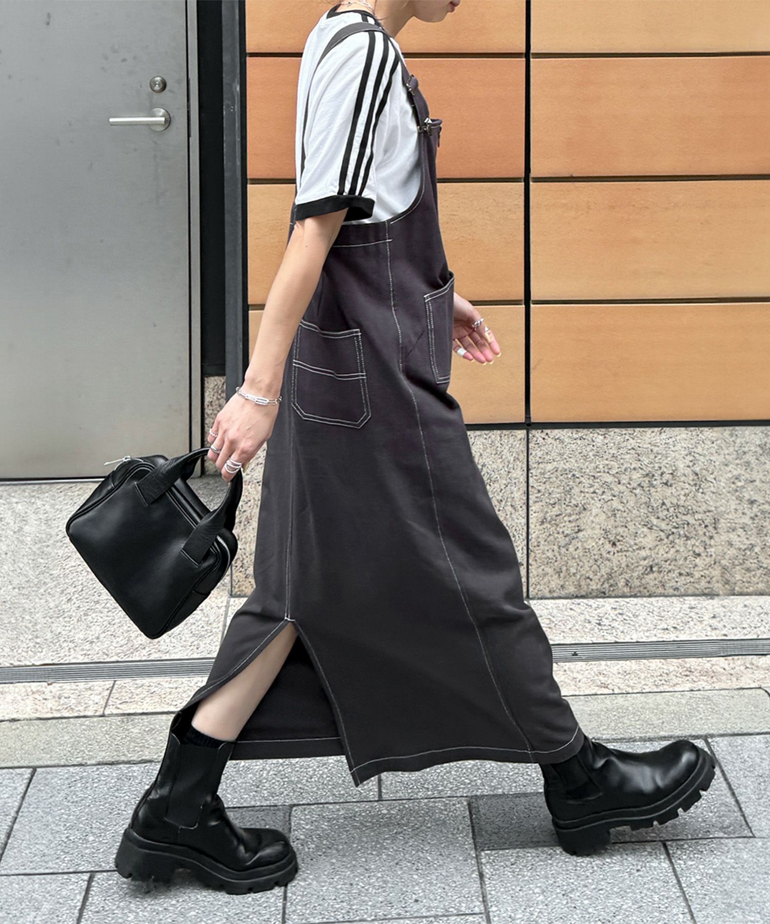 ハーフジップロングジャンパースカート | Half zip long jumper skirt