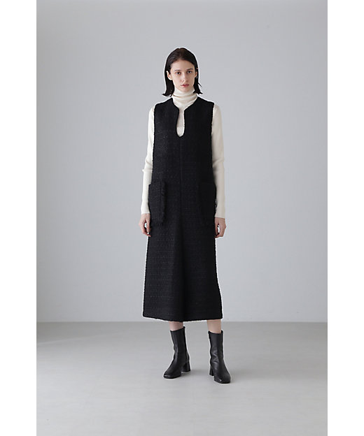 ブラックラメツィードワンピース（5314240034） | ADORE