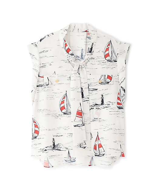 ◇ヨットプリントボウタイブラウス（0314110582