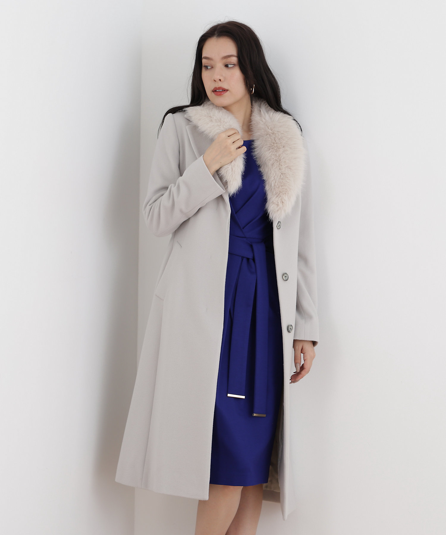 カシミヤ混ベルテッドコート（0314252109） | PINKY&DIANNE