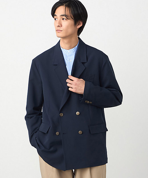 セットアップ対応】ウールライク ダブルブレザージャケット