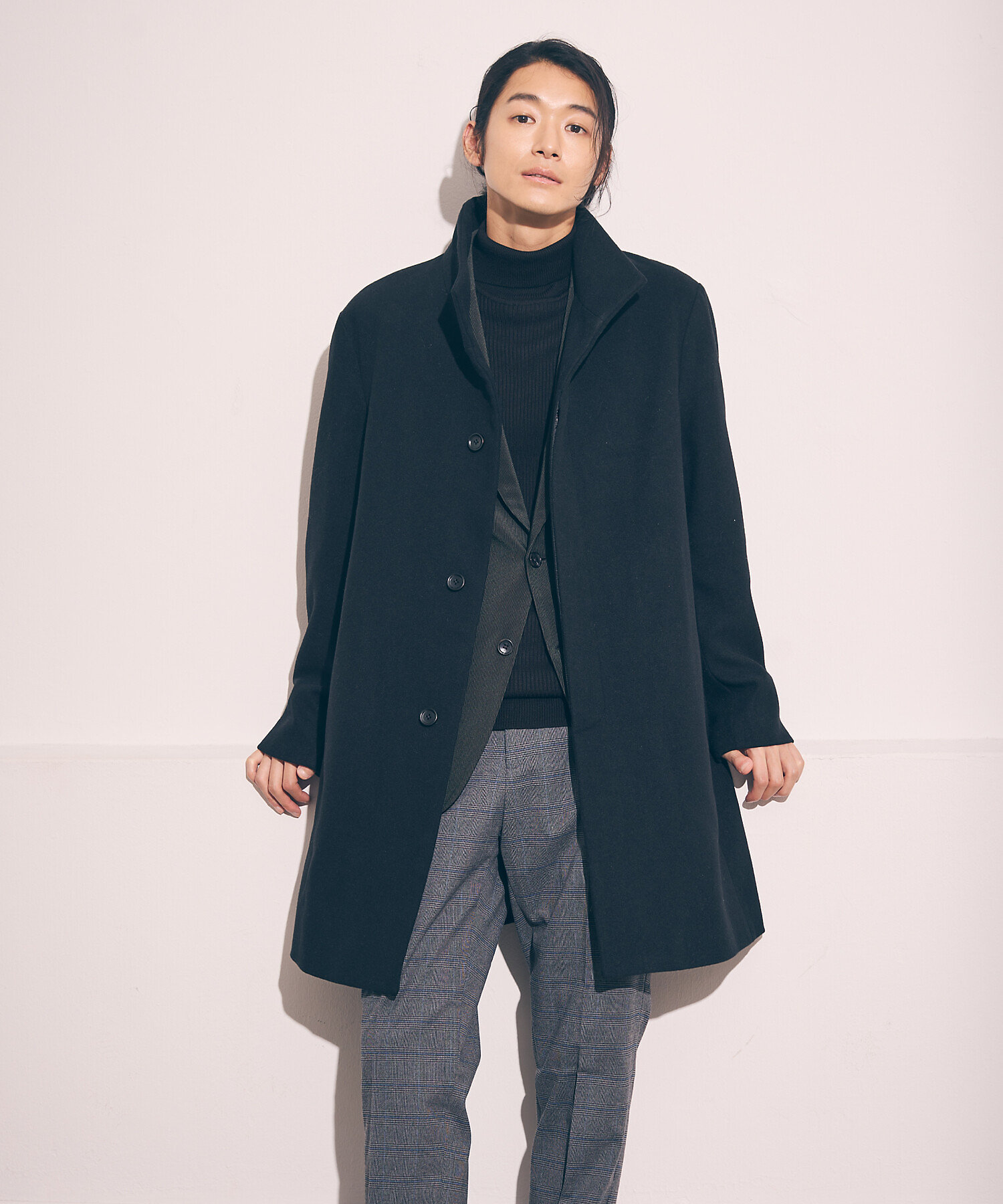 ウールブレンド メルトン イタリアンカラー コート（4720WM02