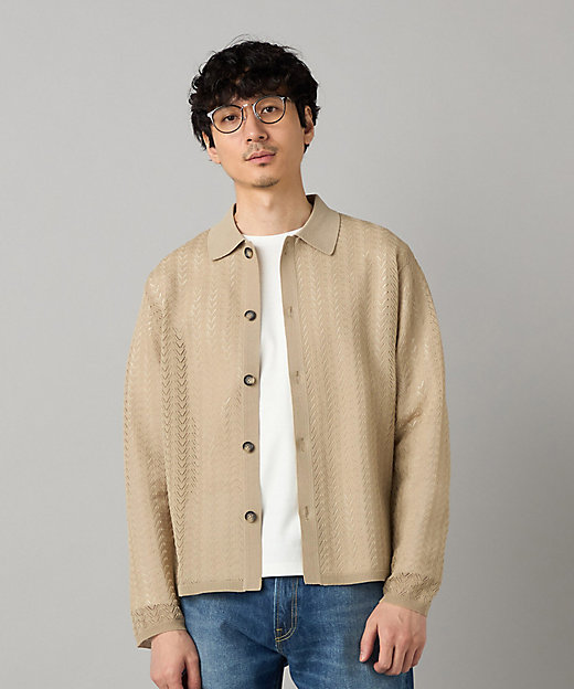 透かし編み ポロカーディガン（0739KO06） | COMME CA MEN