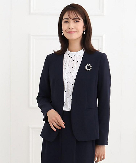 フォーマル／洗える／セットアップ可】ノーカラージャケット