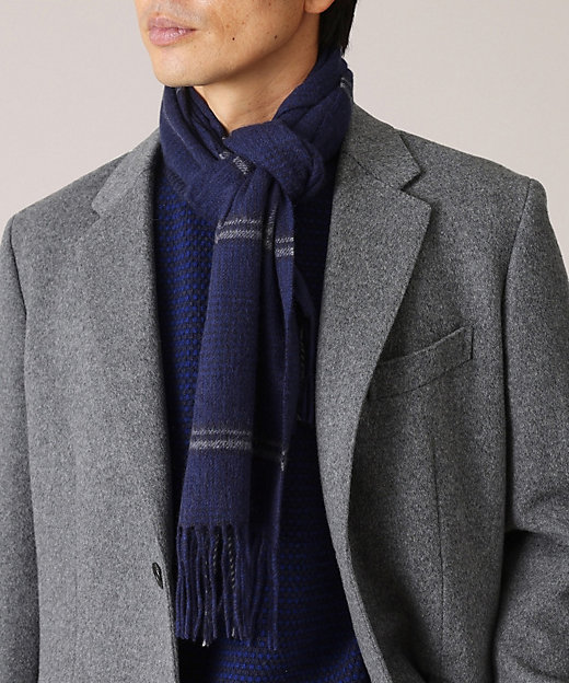 洗えるベビーカシミヤ】グレンチェック マフラー