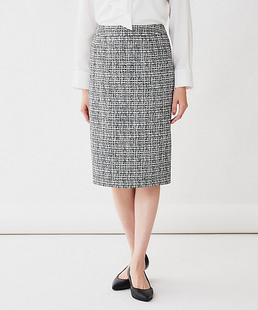 入卒／セレモニー／通勤】ラメツイードタイトスカート