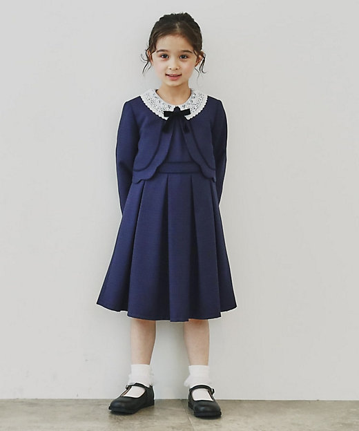 120－130】ネイビーワンピース＆ジャケットセット