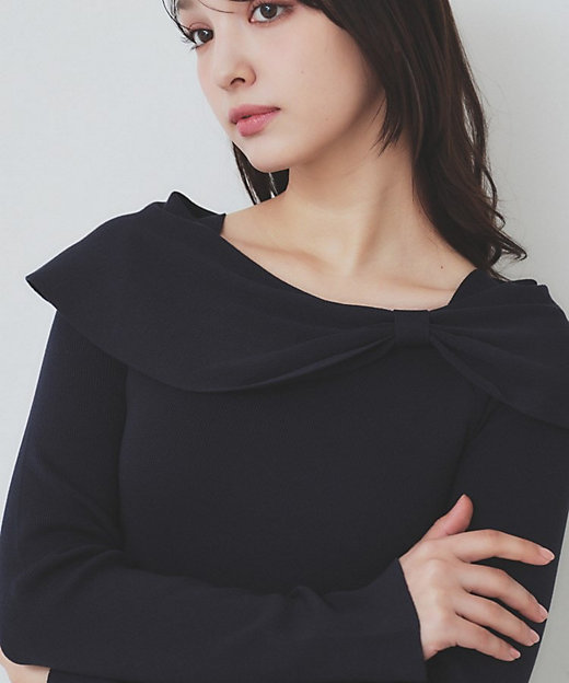 ランダムボーダーニットワンピース【洗濯機洗い可