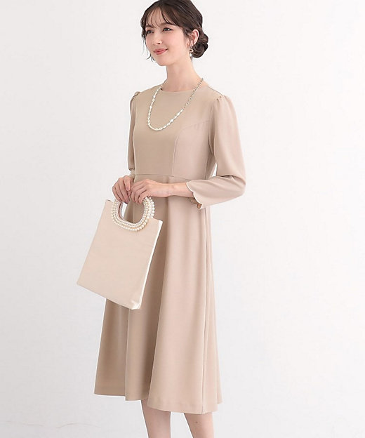 オケージョン対応可／スカラップ刺繍】膝下丈ワンピース