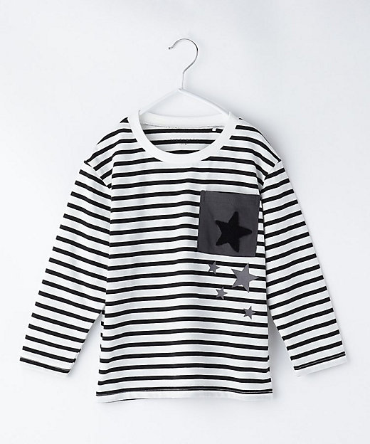 110－150】星サガラポケット長袖Tシャツ／洗濯機OK