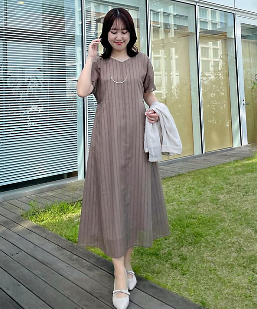 夏SALE／一枚で決まる◎／手洗い可】シアーストライプソフトA