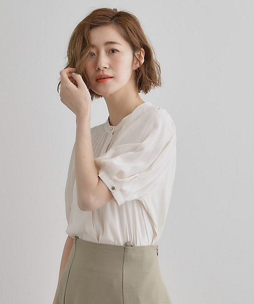 洗える】ヴィンテージサテンウイングスリーブブラウス