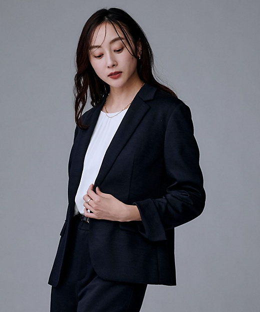 洗えるスーツ／ストレッチ】ウール混ジャージ テーラードジャケット