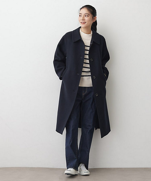 洗える】ウール混リバーメルトンロングコート（2002535852