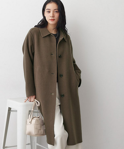 洗える】ウール混リバーメルトンロングコート（2002535852