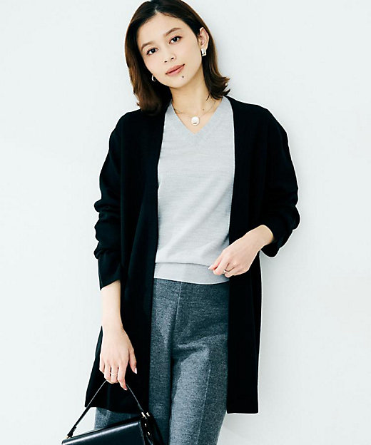 洗える／ボタンなし】ミラノリブカーディガン（2002533733