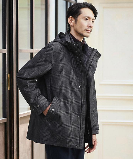 3WAY】グレンチェック ダウンライナー ブルゾン