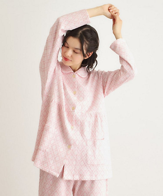 中わた入り マリートレリス柄プリント ニットキルトパジャマ