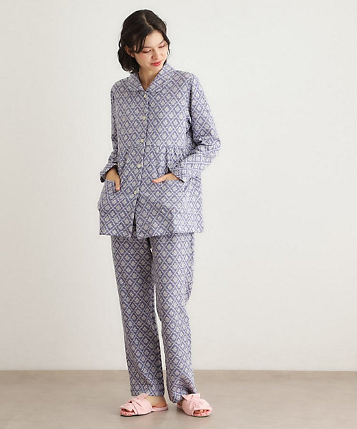 中わた入り マリートレリス柄プリント ニットキルトパジャマ