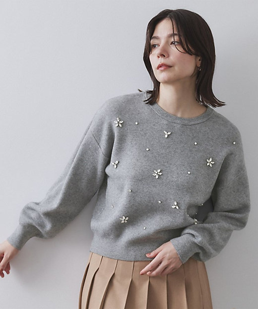 ビジューニットトップス【洗える】（2002547651） | OPAQUE