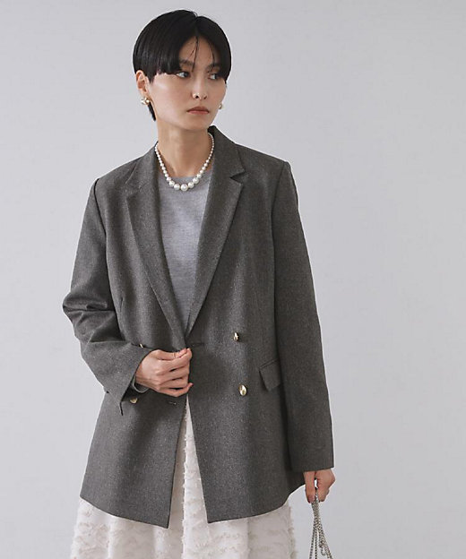 ストレッチダブルブレストテーラードジャケット／セットアップ対応可