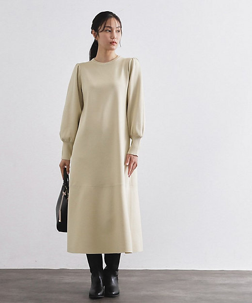 裾フレアニットワンピース【洗濯機OK／抗ピル