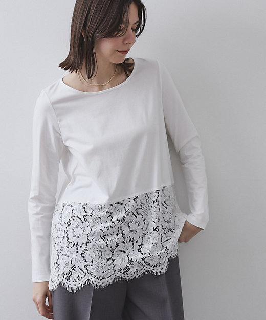 裾レースカットソー【洗濯機OK】（2002567033） | OPAQUE