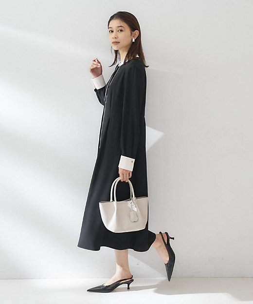 洗える／前開き／フォーマル】バイカラー ワンピース