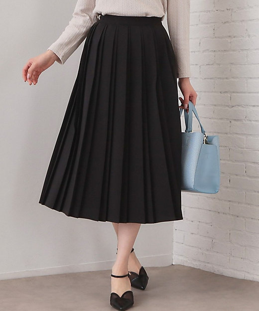 ビット付きダブルプリーツスカート【洗濯機OK／イージーアイロン