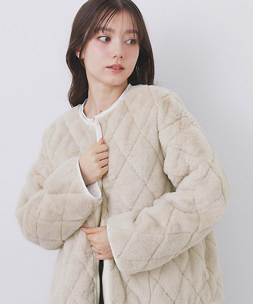 リバーシブル キルティングファーブルゾン【洗濯機OK