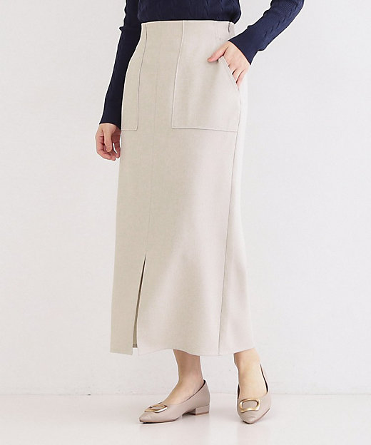 ストレッチダブルポケットタイトスカート【洗濯機OK