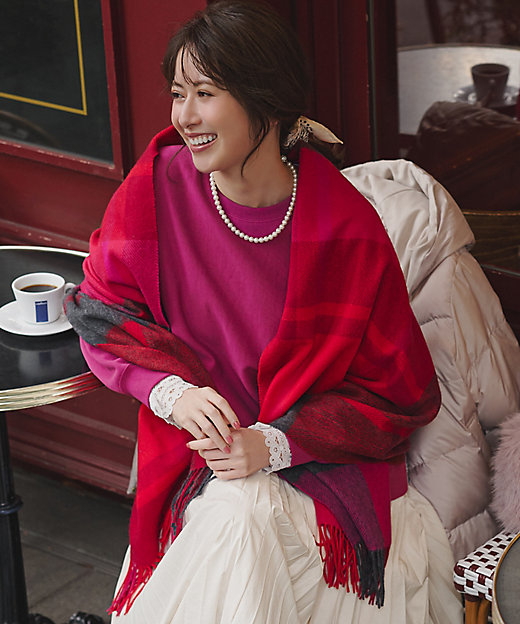 VERY掲載】カシミヤ チェック ストール（AA3DGW0401