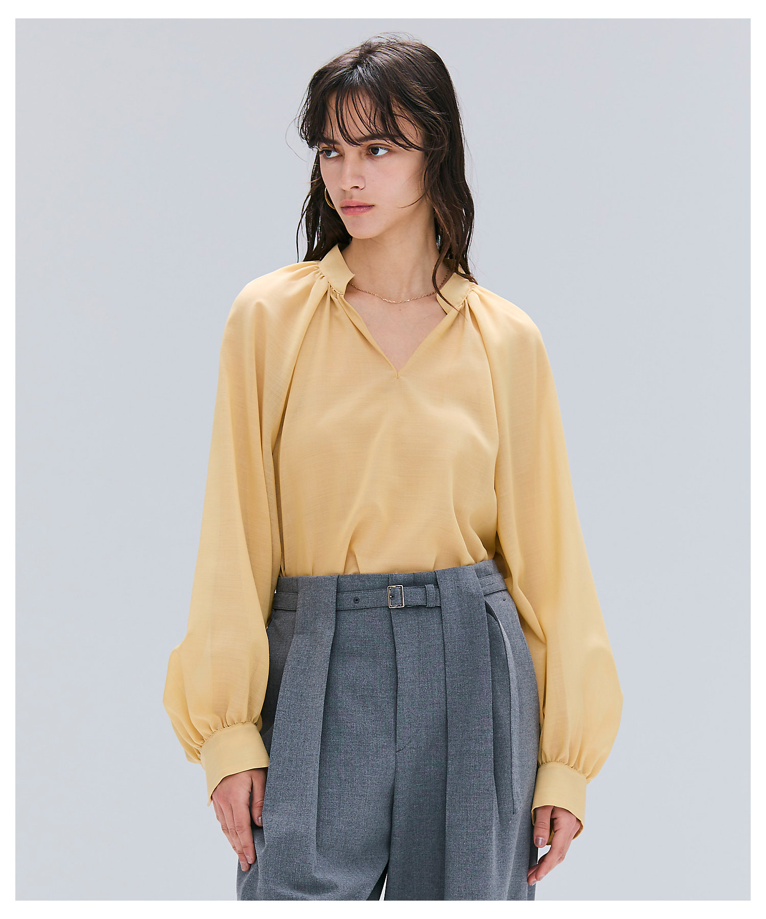 洗える】MOYE ／ シアーウールパフスリーブブラウス