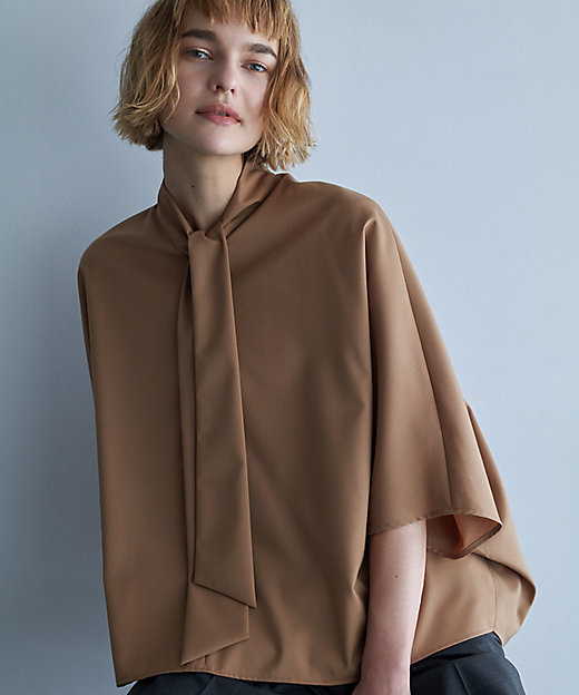 洗える】T／Wブロード ボウタイブラウス（BLCYGW0414