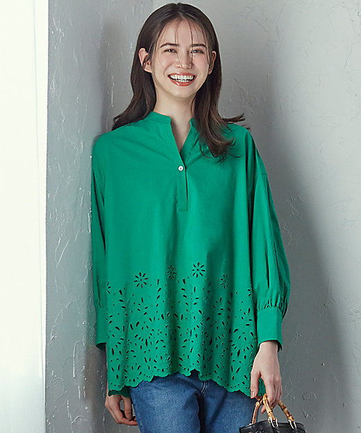 SLOW／一部店舗限定】フラワーエンブロイダリー ブラウス