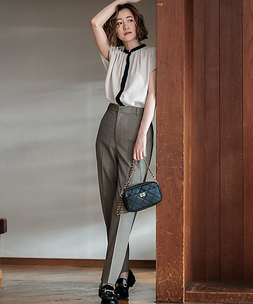 洗える】バックサテンアムンゼン パール釦 ブラウス