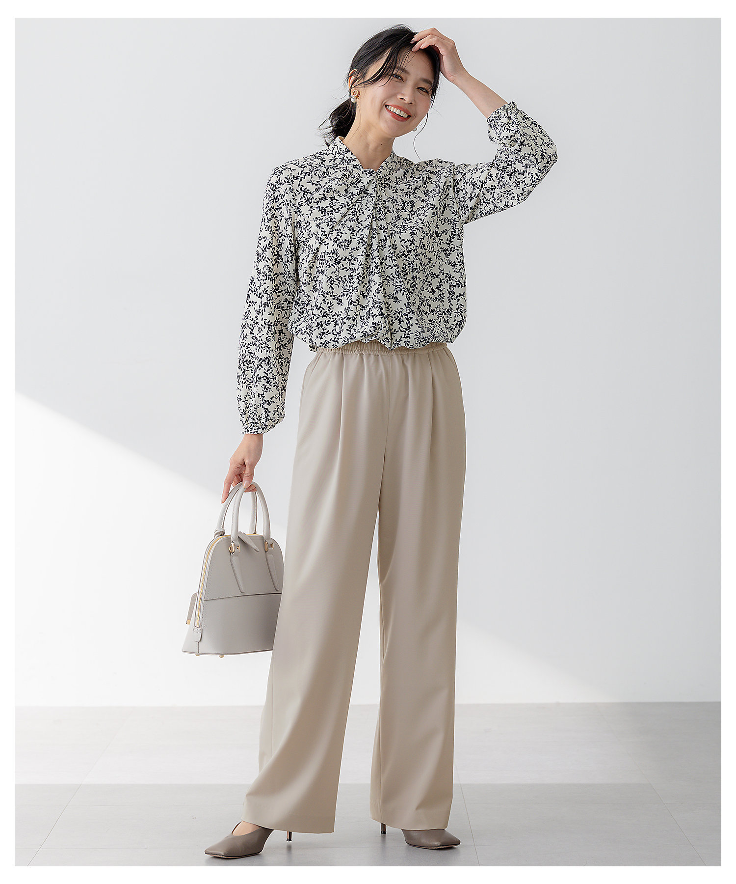 洗える】シャドーリーフ プリント ブラウス（BLWWGM0305