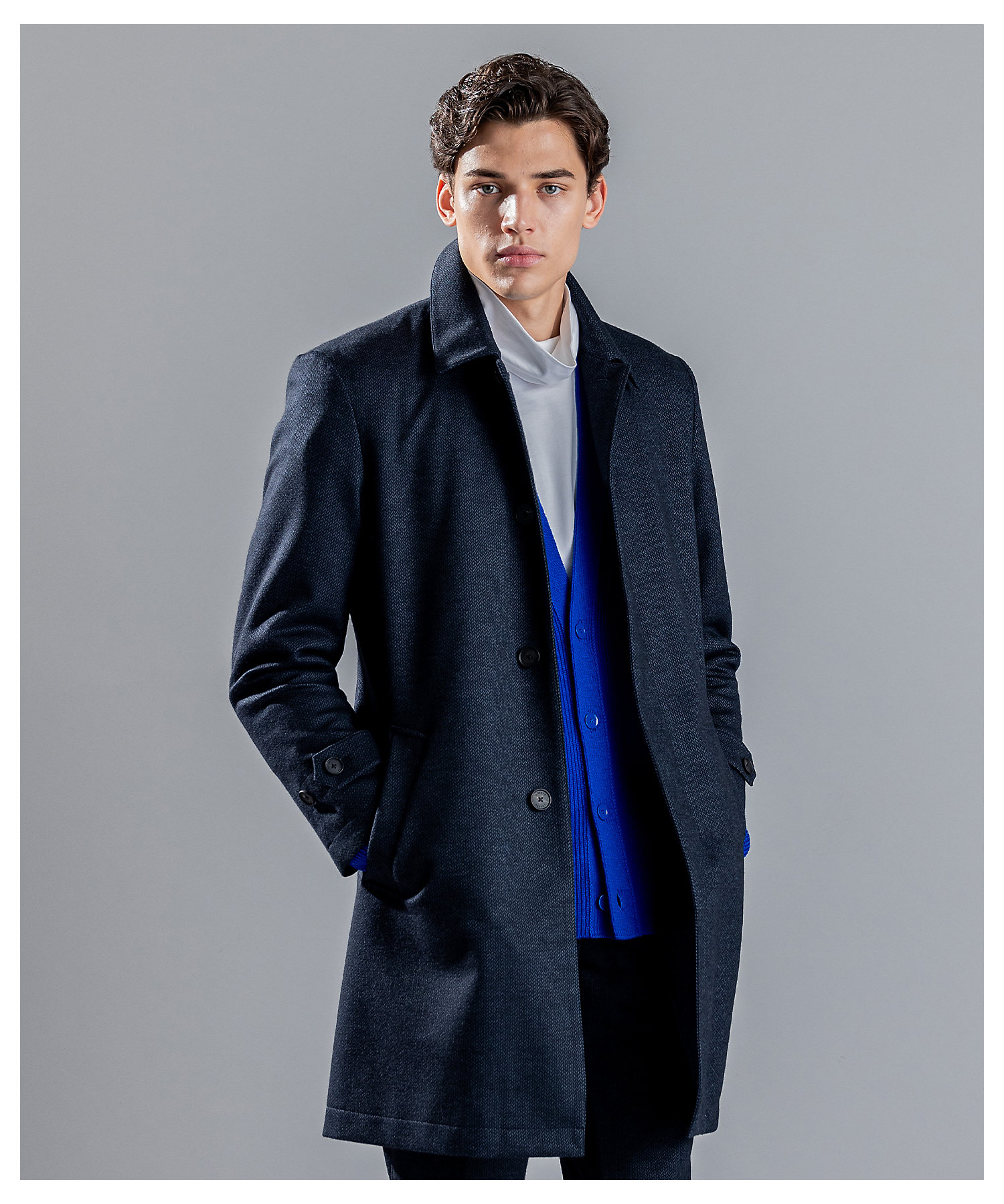 JOSEPH HOMME ネイビー チェスターコート48 JOSEPH HOMME ネイビー