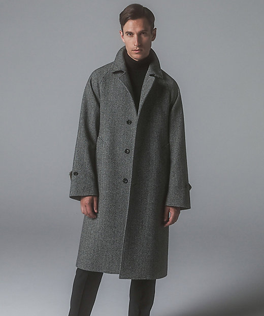 山栄毛織】カントリーツイード ステンカラーコート